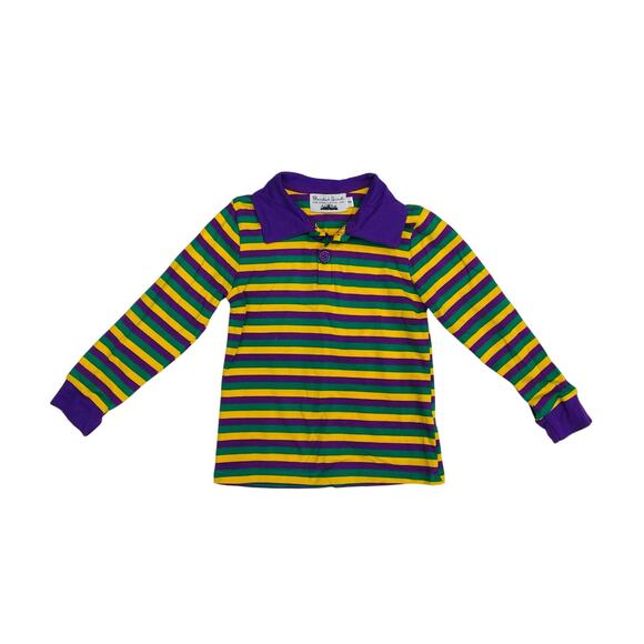 NWT Blended Spirit Size 18M Mardi Gras Striped Shirt - Picture 1 of 4